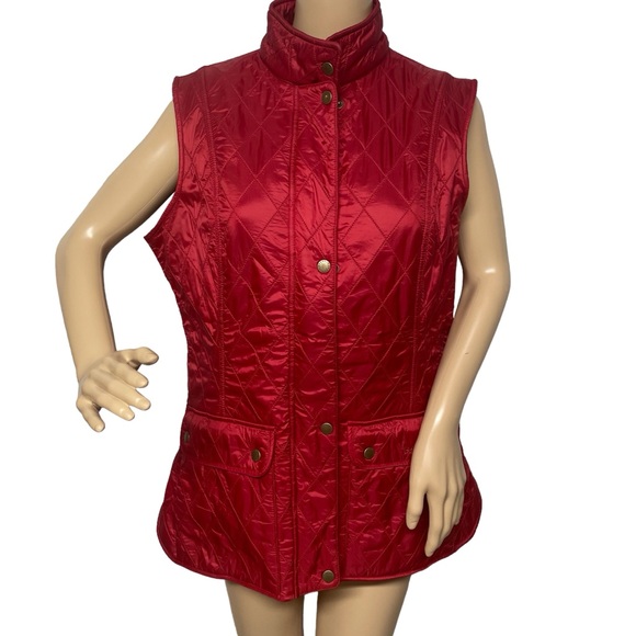 Barbour Jackets & Blazers - Barbour Vest Burgundy 12 Wray Gilet Fleece Lined Full Zip Quilted Snap Pockets